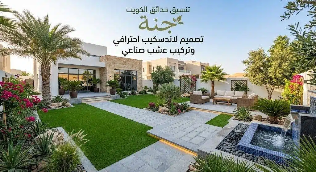 تنسيق حدائق الكويت — تصميم لاندسكيب وتركيب عشب صناعي